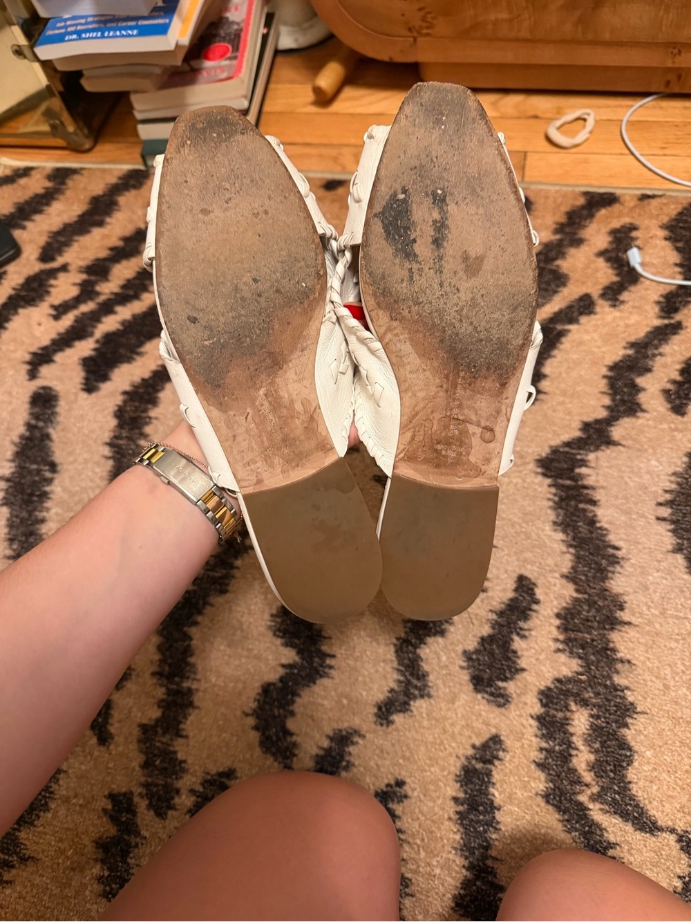 Veronica Beard white Women's dodo White Braided leather Slide Sandals - Picture 5 of 6